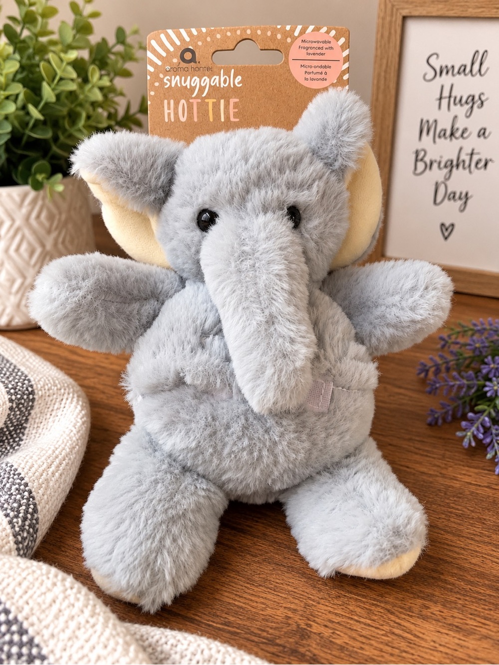 Aroma Home Grey Plush Elephant Snuggable Hottie/ microwave